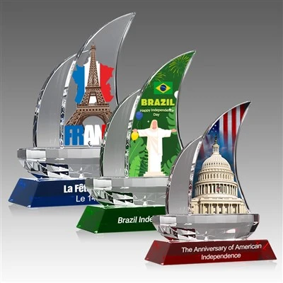 Individuelle Kristall-Segelboot-Trophäe
